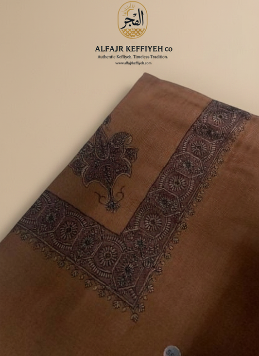 Omani Kashmiri Royal Shemagh – AL NAJD (Deep Desert Brown) | Premium TR Fabric Yemeni Shemagh