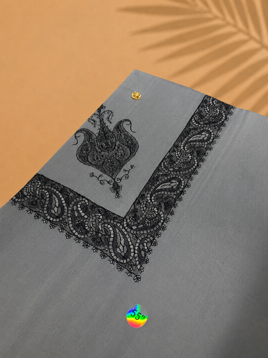 Omani Kashmiri Royal Shemagh – AL RAHA (Dusty Blue Grey) | Premium TR Fabric Yemeni Shemagh
