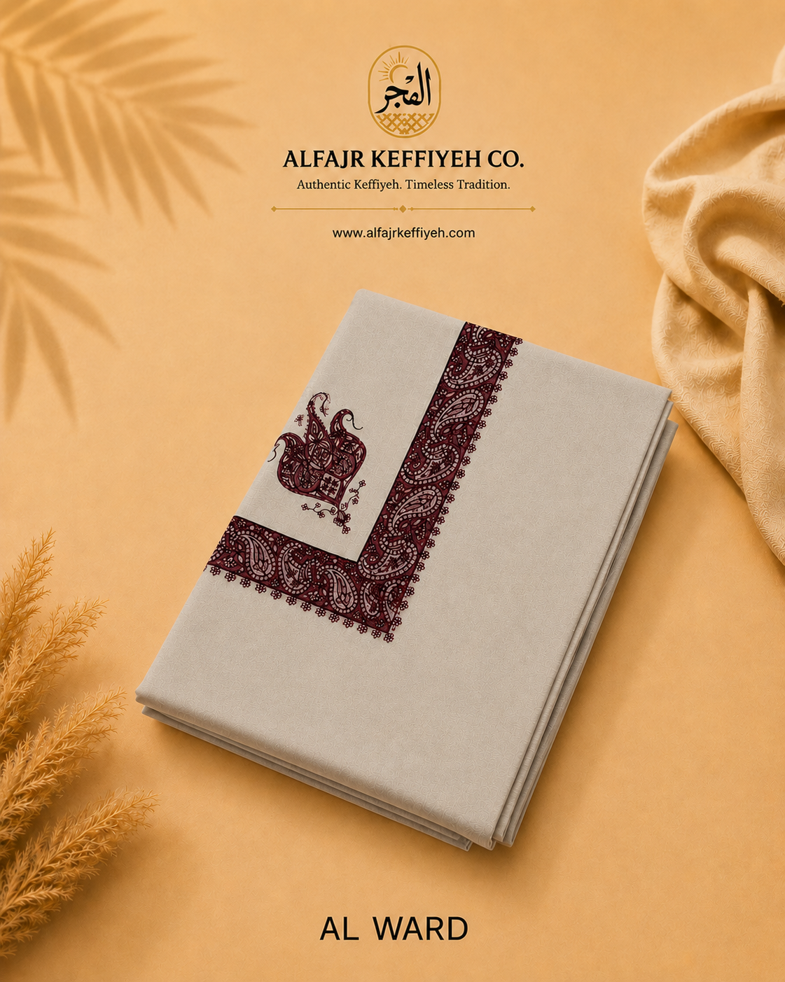 Omani Kashmiri Royal Shemagh – AL WARD (Light Grey) | Premium TR Fabric Yemeni Shemagh
