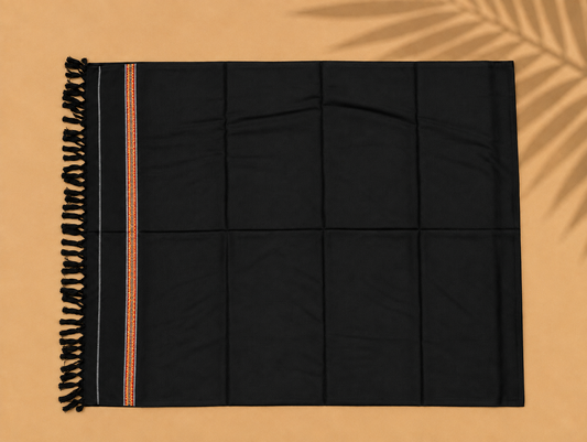 ONYX Black Winter Shawl for Men – Fine Poly-Blend Fabric | ALFAJR