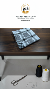 Alzahabi Black Shemagh – Premium Black Cotton Keffiyeh by ALFAJR KEFFIYEH CO.