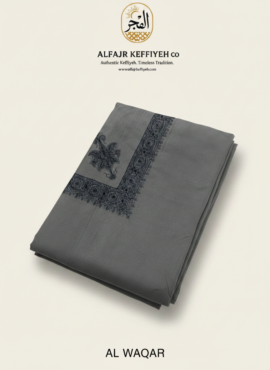 Al Waqar Cool Grey Yemeni Shemagh: Where Tradition Meets Modern Elegance