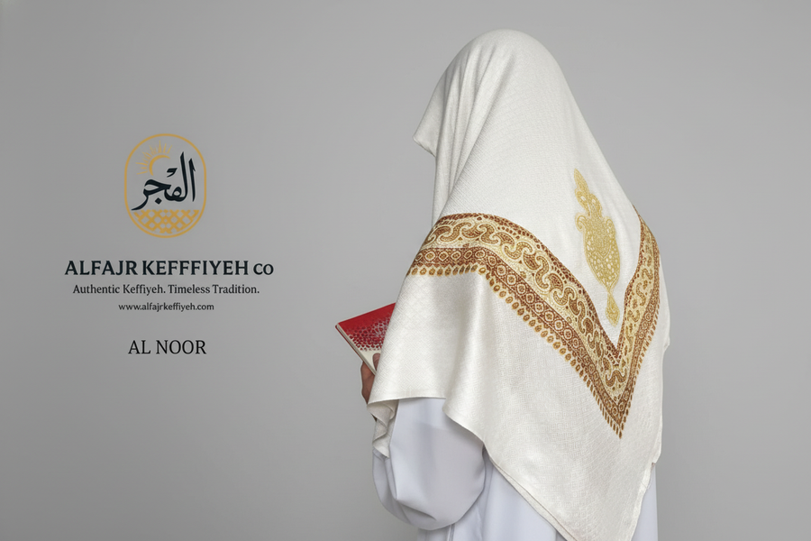 Kashmiri Gold Al Noor Shemagh — The Elegance of Pure White