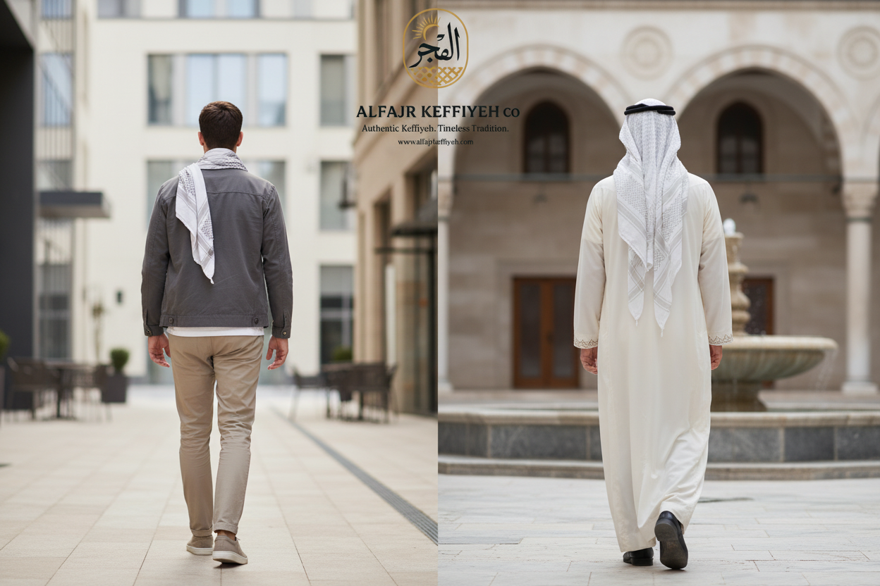 Premium white ghutra traditional headscarf by ALFAJR