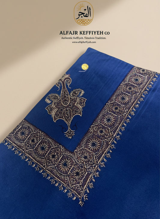 Omani Kashmiri Royal Shemagh – AL YAMANI (Royal Blue) | Premium TR Fabric Yemeni Shemagh