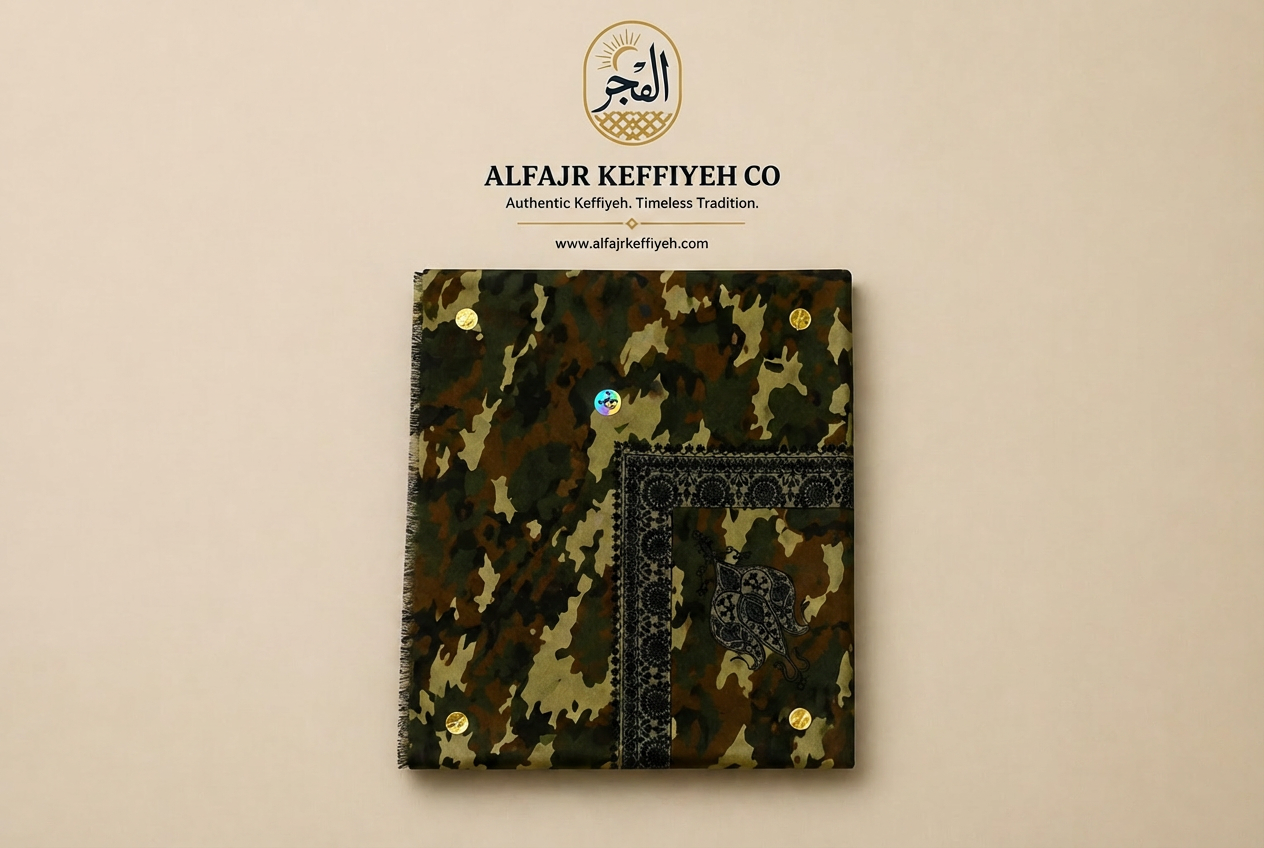 ALFAJR Camouflage Keffiyeh AL GHABAH CAMO, fabric detail view