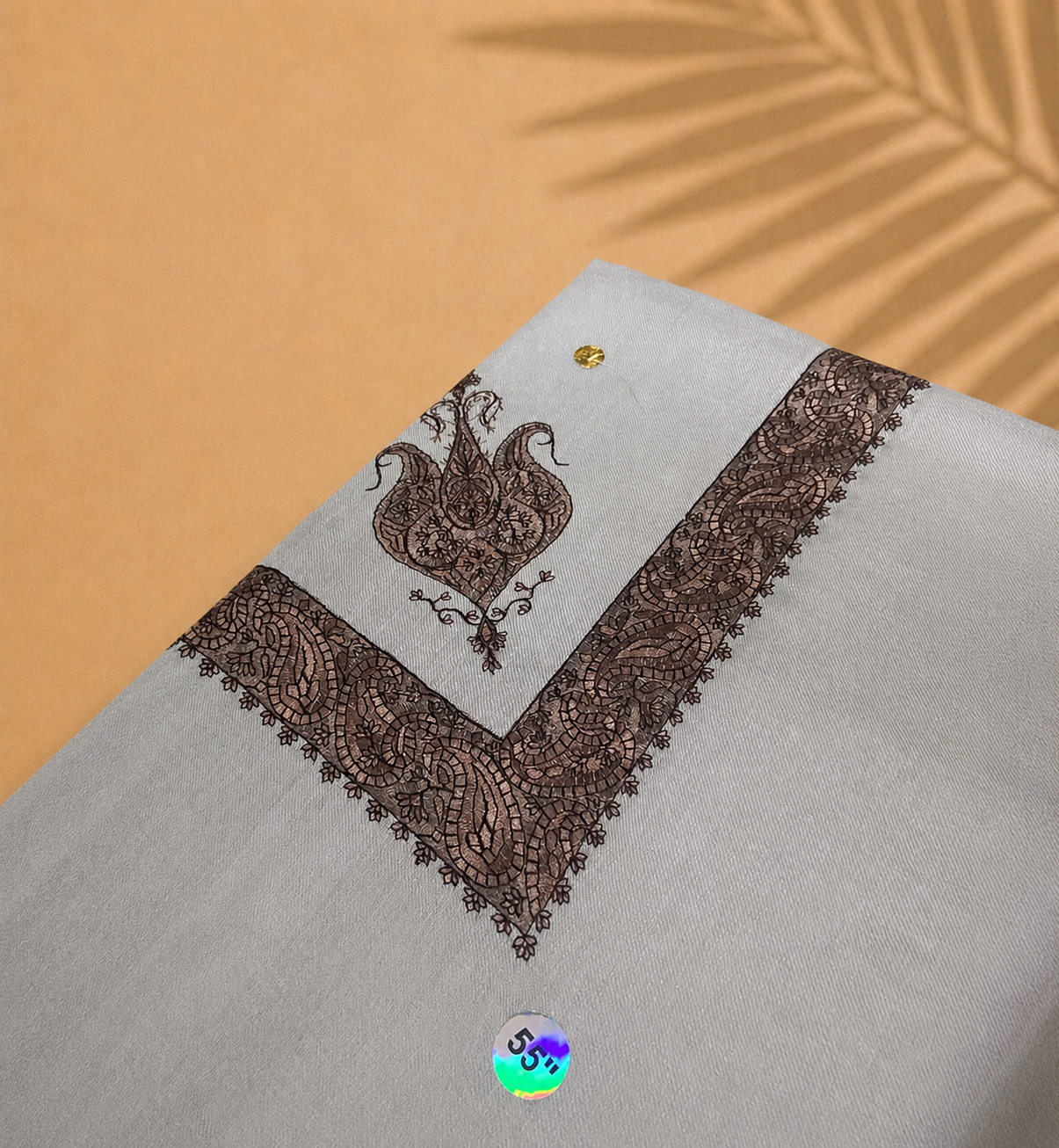 Omani Kashmiri Royal Shemagh – AL GHAYMA (Light Cool Grey) | Premium TR Fabric Yemeni Shemagh