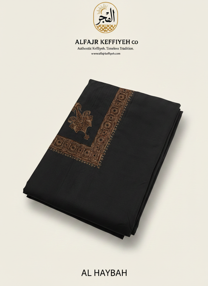 Omani Kashmiri Royal Shemagh – AL HAYBAH (Charcoal / True Black) | Premium TR Fabric Yemeni Shemagh