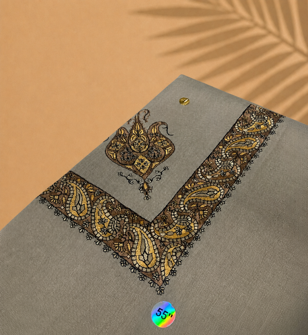 Omani Kashmiri Royal Shemagh – AL LAYAN (Warm Grey Greige) | Premium TR Fabric Yemeni Shemagh