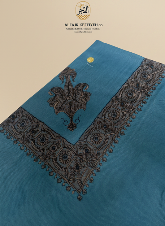 Omani Kashmiri Royal Shemagh – AL MAJID (Teal Blue-Green) | Premium TR Fabric Yemeni Shemagh
