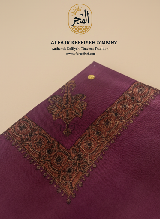 Omani Kashmiri Royal Shemagh – AL QABIL (Maroon / Deep Wine) | Premium TR Fabric Yemeni Shemagh