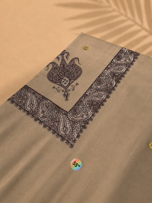 Omani Kashmiri Royal Shemagh – AL RAZAN (Taupe Grey) | Premium TR Fabric Yemeni Shemagh
