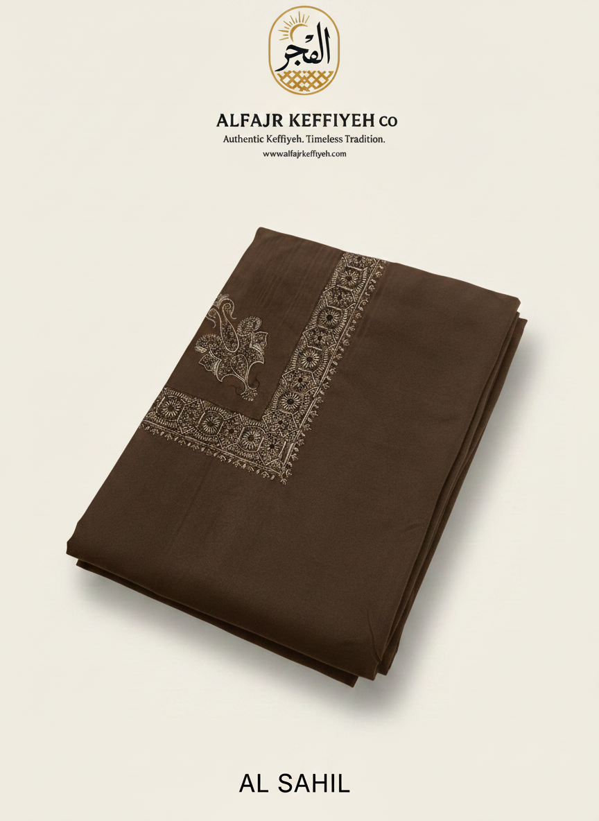 Omani Kashmiri Royal Shemagh – AL SAHIL (Dark Brown) | Premium TR Fabric Yemeni Shemagh