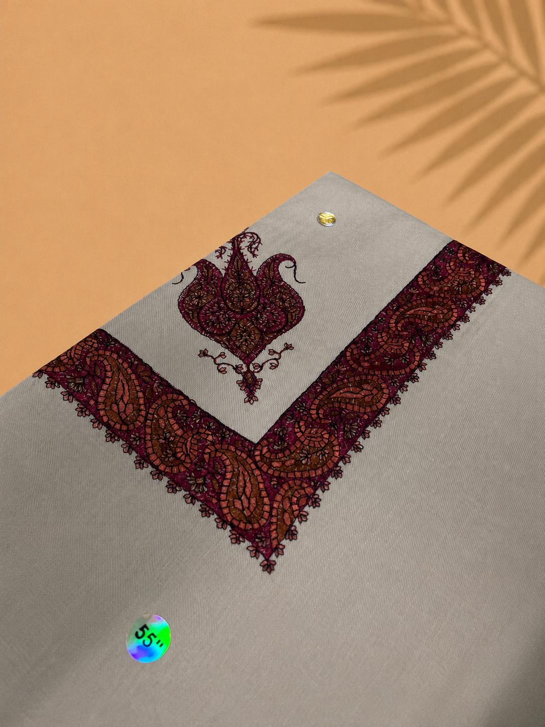 Omani Kashmiri Royal Shemagh – AL WARD (Light Grey) | Premium TR Fabric Yemeni Shemagh