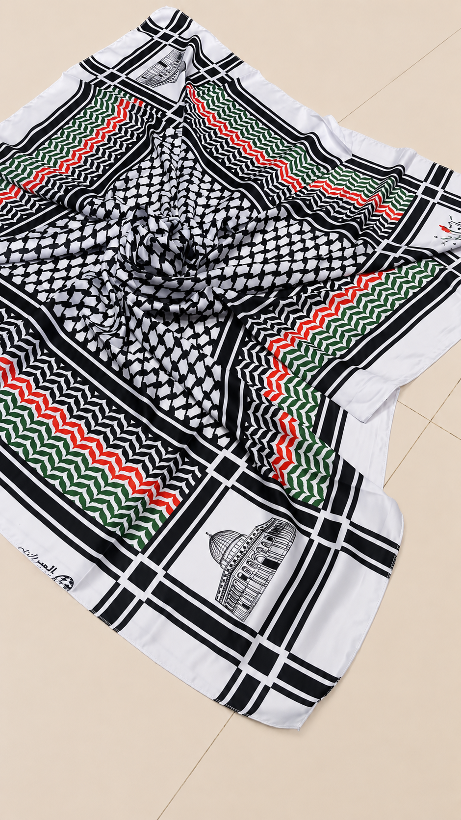 ALFAJR Palestine Heritage Printed Keffiyeh Scarf, product photo 10