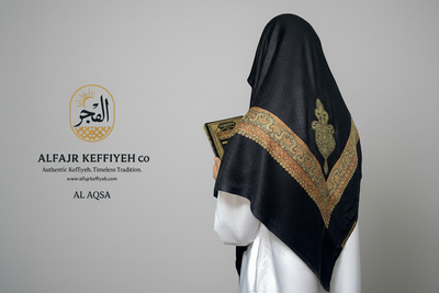 ALFAJR Kashmiri Gold Shemagh- AL AQSA – Premium Viscose Traditional Keffiyeh