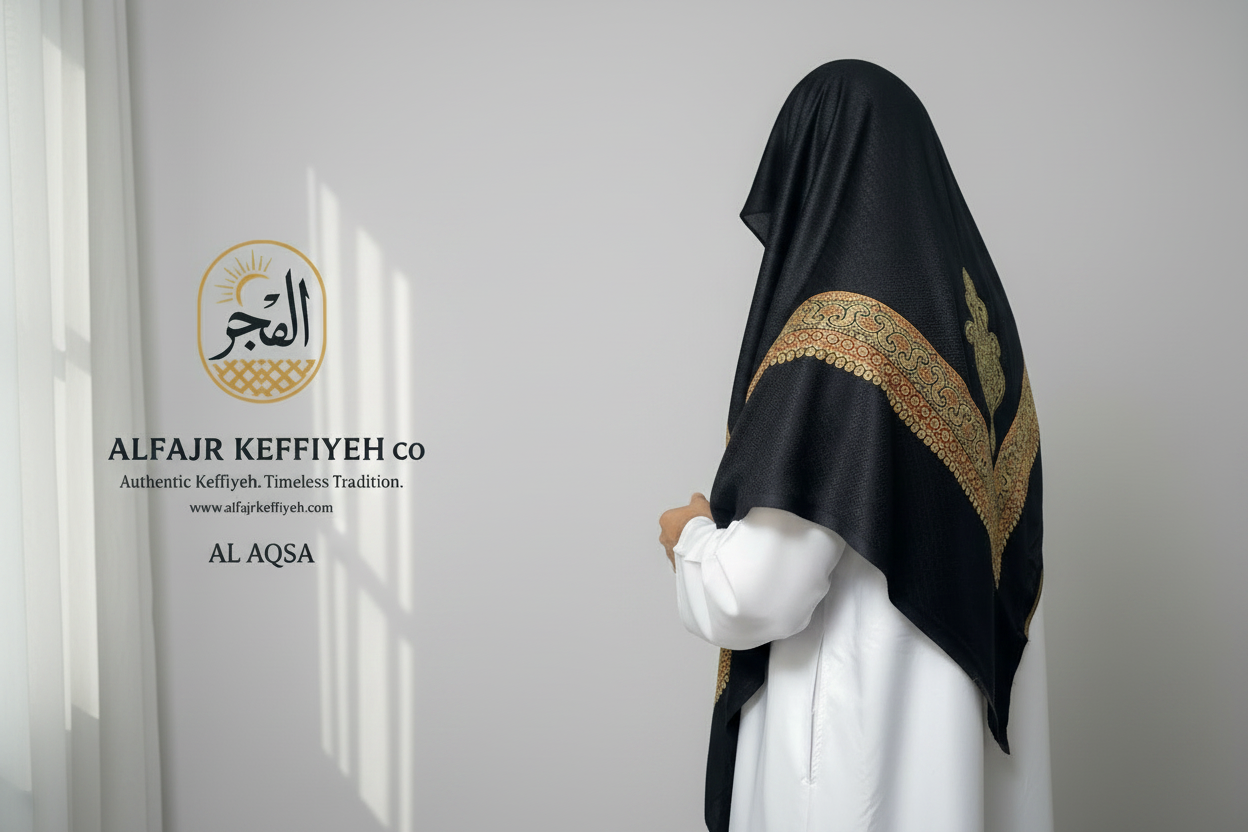ALFAJR Kashmiri Gold Shemagh- AL AQSA – Premium Viscose Traditional Keffiyeh