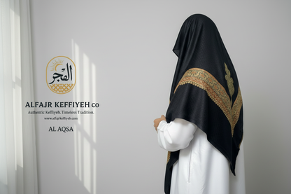 ALFAJR Kashmiri Gold Shemagh- AL AQSA – Premium Viscose Traditional Keffiyeh