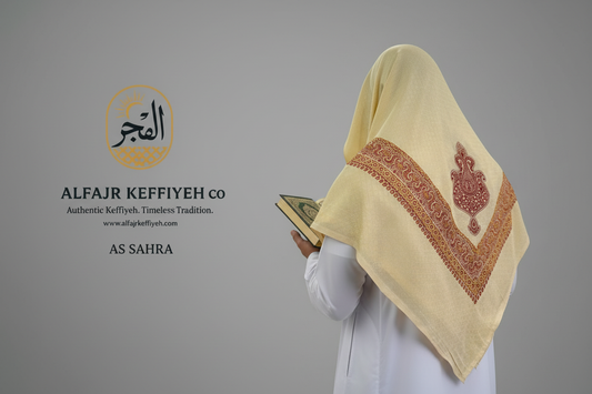 ALFAJR Kashmiri Gold Shemagh- AS-SAHRA   – Premium Viscose Traditional Keffiyeh