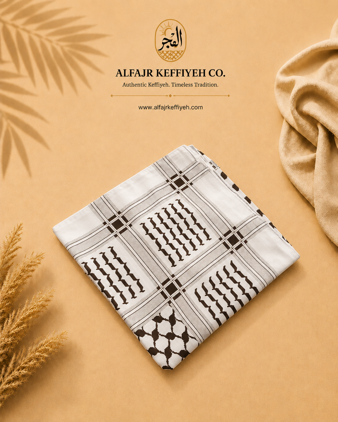 ALFAJR Palestine Heritage Printed Keffiyeh Scarf, product photo 2