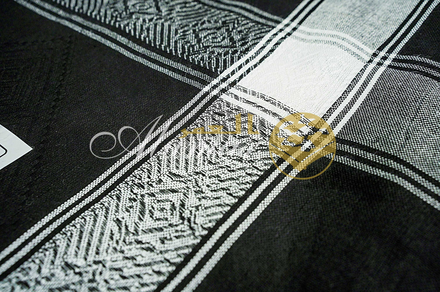 ALFAJR Black Sand Keffiyeh Scarf, full view