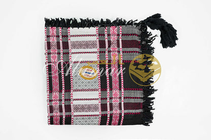 ALFAJR Almumtaz shemagh folded, jacquard pattern detail