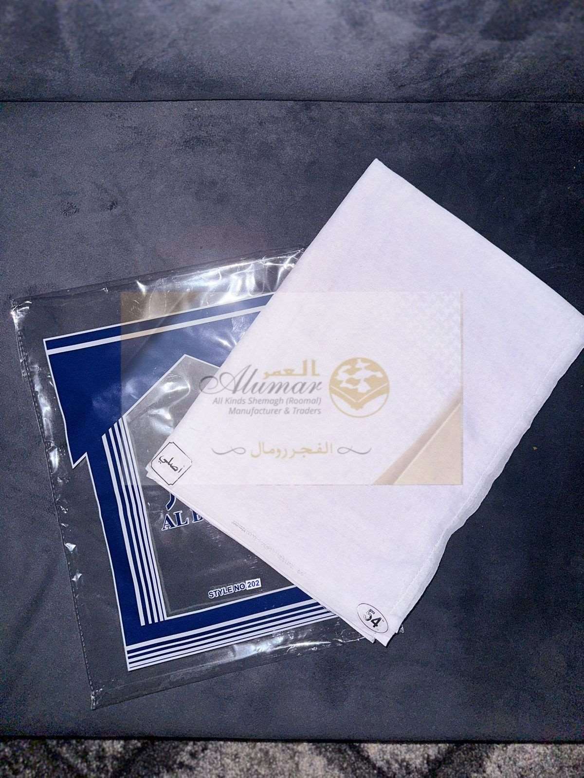 ALFAJR Plain White Ghutra draped, styling view two