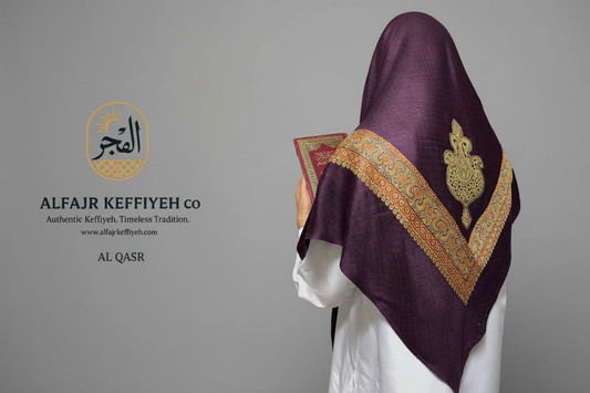 ALFAJR Kashmiri Gold Shemagh- AL-QASR – Premium Viscose Traditional Keffiyeh
