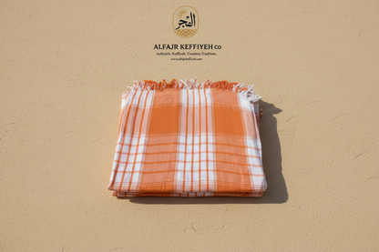 AlFajr Saffron Classic Checkered Shemagh – Lightweight Comfort Timeless Style