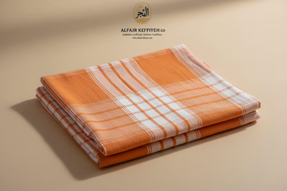 AlFajr Saffron Classic Checkered Shemagh – Lightweight Comfort Timeless Style