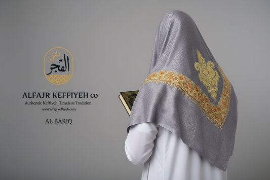 ALFAJR Kashmiri Gold Shemagh- AL-BARIQ – Premium Viscose Traditional Keffiyeh