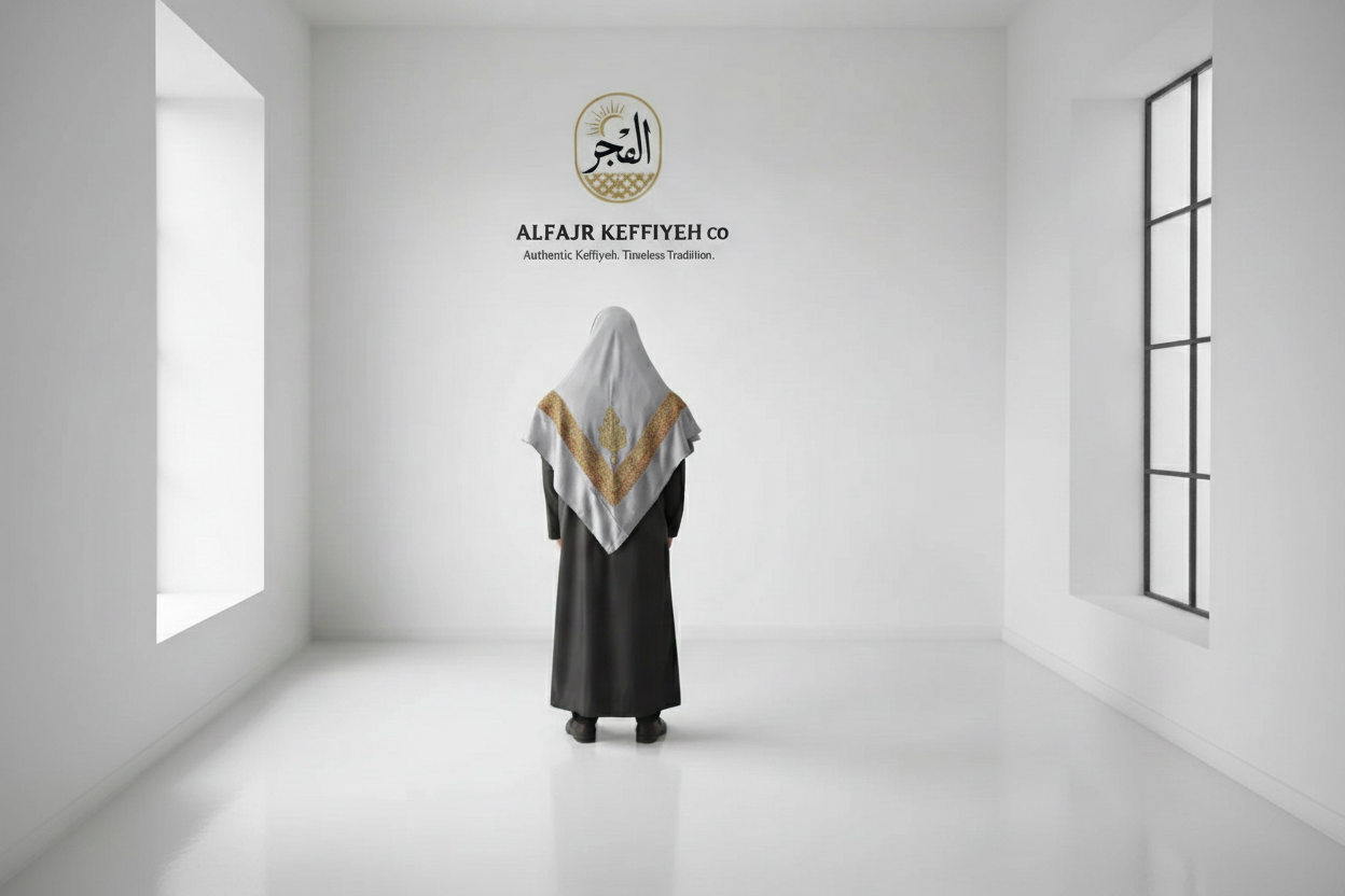 ALFAJR Kashmiri Gold Shemagh- AL-BARIQ – Premium Viscose Traditional Keffiyeh