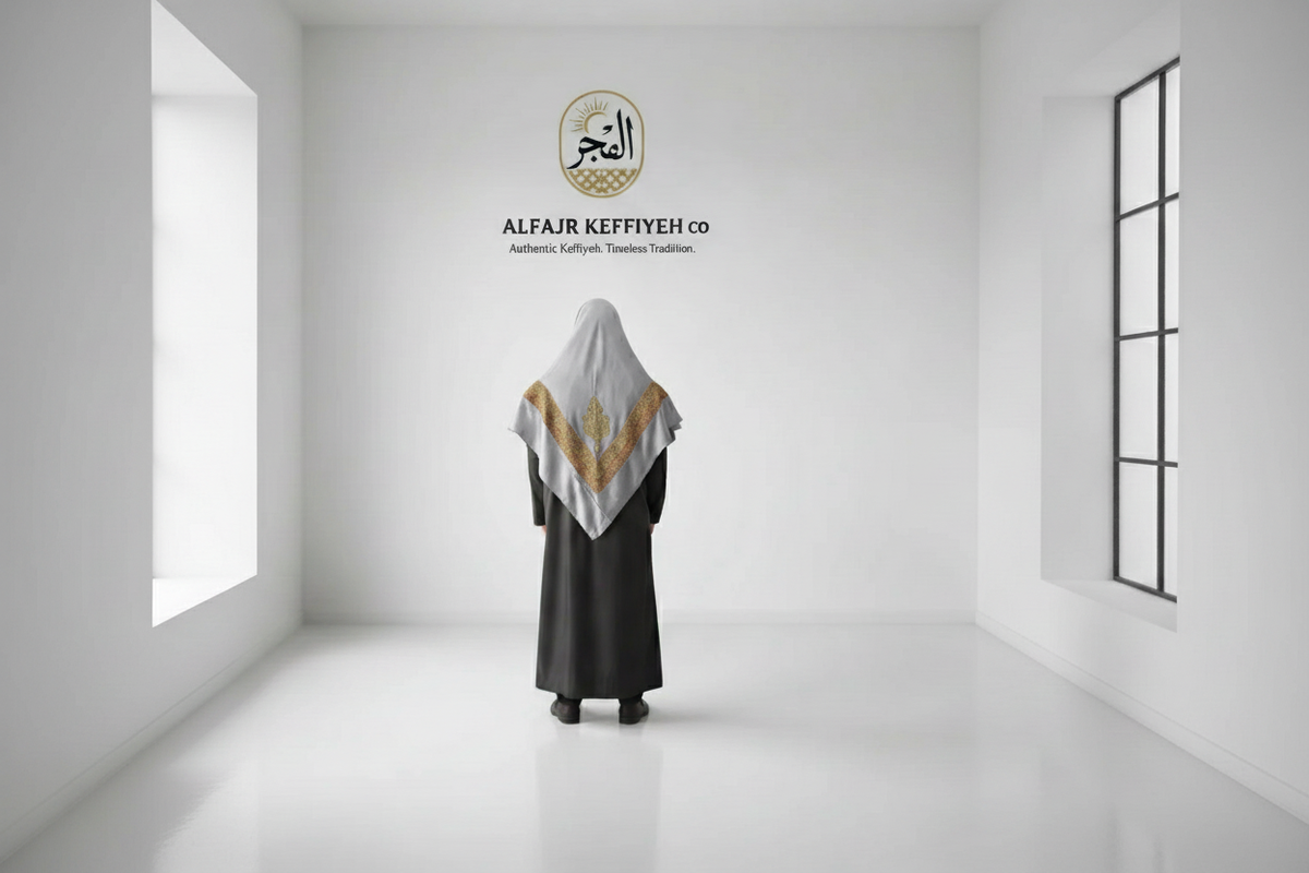 ALFAJR Kashmiri Gold Shemagh- AL-BARIQ – Premium Viscose Traditional Keffiyeh