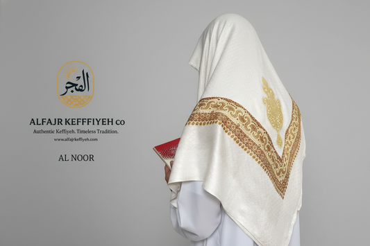 ALFAJR Kashmiri Gold Shemagh- AL-NOOR – Premium Viscose Traditional Keffiyeh