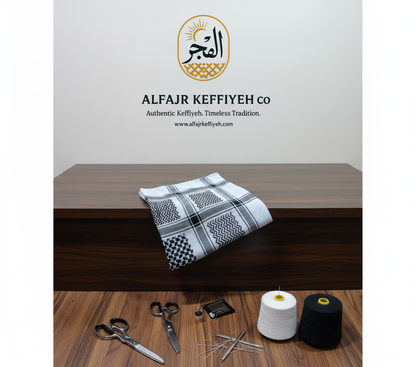 Alzahabi Black Shemagh | High-Twist Heritage Scarf – ALFAJR KEFFIYEH CO.