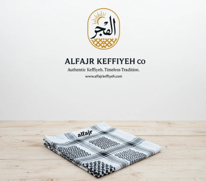Alzahabi Black Shemagh | High-Twist Heritage Scarf – ALFAJR KEFFIYEH CO.