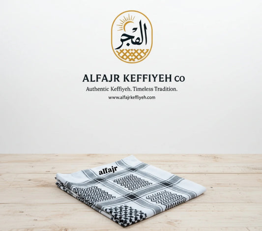 Alzahabi Black Shemagh | High-Twist Heritage Scarf – ALFAJR KEFFIYEH CO.