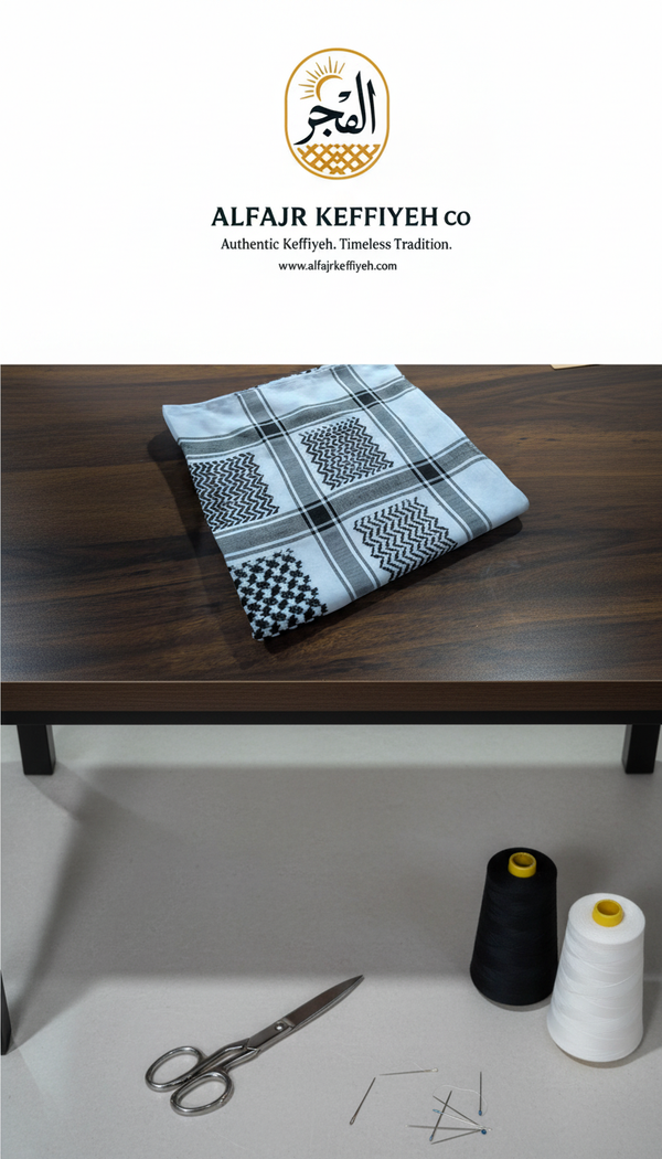 Alzahabi Black Shemagh – Premium Black Cotton Keffiyeh by ALFAJR KEFFIYEH CO.