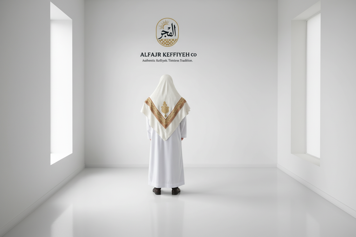 ALFAJR Kashmiri Gold Shemagh- AL NOOR – Premium Viscose Traditional Keffiyeh